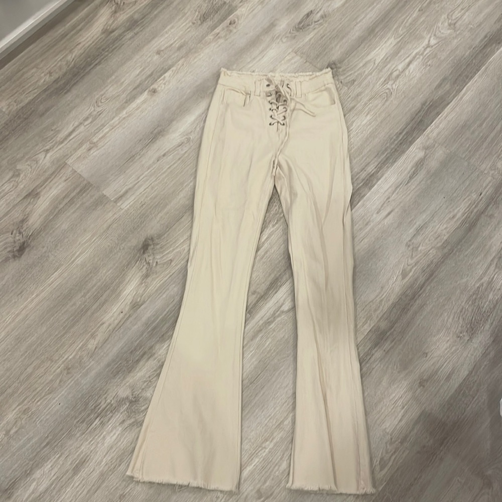 Lace up jeans